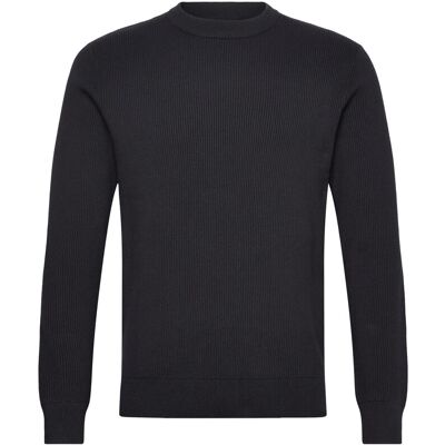 Lindbergh Rib Knitted O-Neck Knit M NAVY M Lindbergh Rib Knitted O-Neck Knit M NAVY M