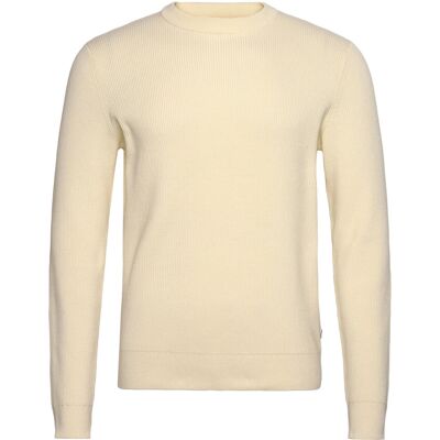 Lindbergh Rib Knitted O-Neck Knit S PEARL WHITE S Lindbergh Rib Knitted O-Neck Knit S PEARL WHITE S