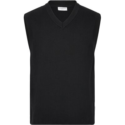 Lindbergh Rib Knitted V-Neck Slipover M BLACK M Lindbergh Rib Knitted V-Neck Slipover M BLACK M
