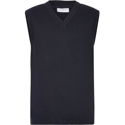 Lindbergh Rib Knitted V-Neck Slipover M NAVY M Lindbergh Rib Knitted V-Neck Slipover M NAVY M