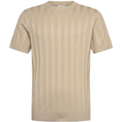 Lindbergh Knitted Crew Neck T-Shirt M STONE M Lindbergh Knitted Crew Neck T-Shirt M STONE M