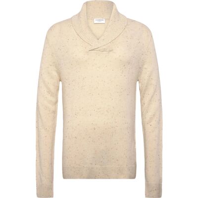 Lindbergh Nep-Yarn Shawl Collar Knit M ECRU M Lindbergh Nep-Yarn Shawl Collar Knit M ECRU M