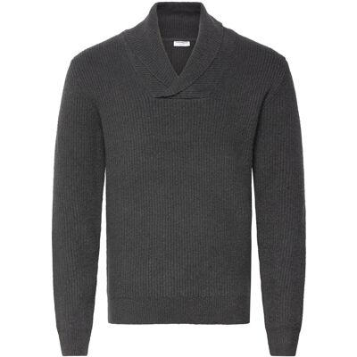 Lindbergh Shawlcollar Lambswoollook Knit XL DUSTY BLACK XL Lindbergh Shawlcollar Lambswoollook Knit XL DUSTY BLACK XL