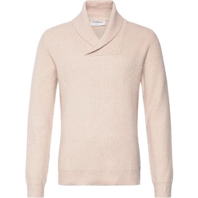 Lindbergh Shawlcollar Lambswoollook Knit M STONE MEL M Lindbergh Shawlcollar Lambswoollook Knit M STONE MEL M