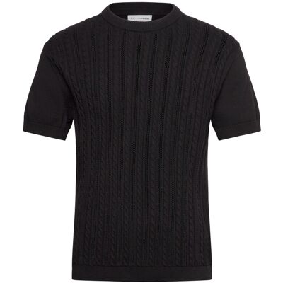 Lindbergh Knitted S/S O-Neck Tee S BLACK S Lindbergh Knitted S/S O-Neck Tee S BLACK S