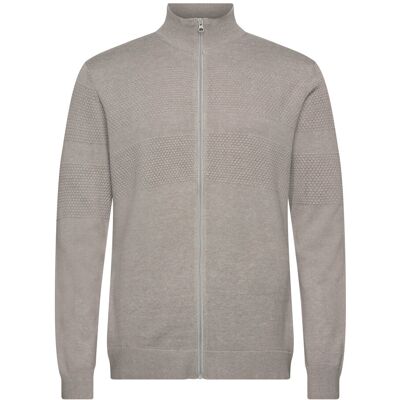 Lindbergh Zip Through Purl Cardigan M GREY MEL M Lindbergh Zip Through Purl Cardigan M GREY MEL M