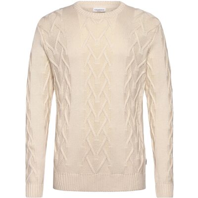 Lindbergh Cable O-Neck Knit M OFF WHITE M Lindbergh Cable O-Neck Knit M OFF WHITE M