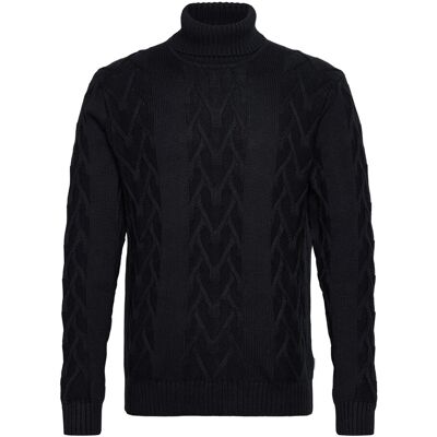 Lindbergh Cable Roll-Neck Knit M NAVY M Lindbergh Cable Roll-Neck Knit M NAVY M