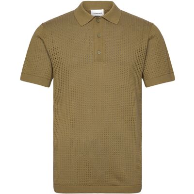Lindbergh Crochet Knitted S/S V-Neck Polo L MOSS GREEN L Lindbergh Crochet Knitted S/S V-Neck Polo L MOSS GREEN L