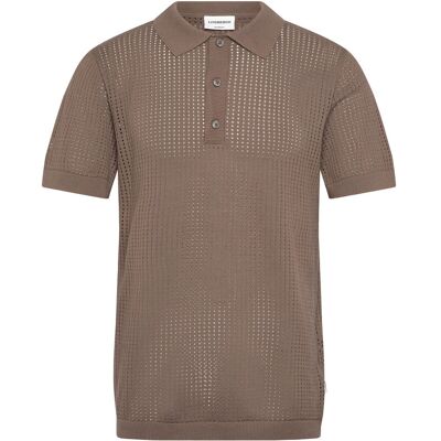 Lindbergh Crochet Knitted S/S Polo L DK STONE L Lindbergh Crochet Knitted S/S Polo L DK STONE L