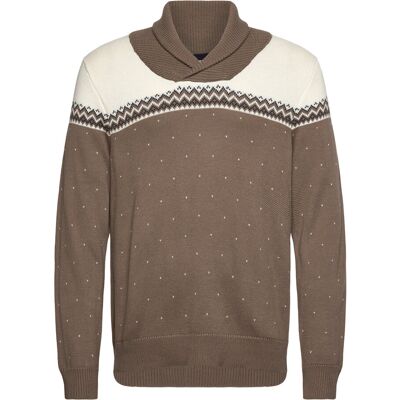 Lindbergh Xmas Shawl Collar Knit M BROWN M Lindbergh Xmas Shawl Collar Knit M BROWN M