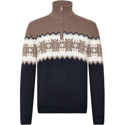 Lindbergh Jacquard Half Zip Christmas Knit XL NAVY XL Lindbergh Jacquard Half Zip Christmas Knit XL NAVY XL