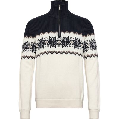 Lindbergh Jacquard Half Zip Christmas Knit XXL OFF WHITE XXL Lindbergh Jacquard Half Zip Christmas Knit XXL OFF WHITE XXL
