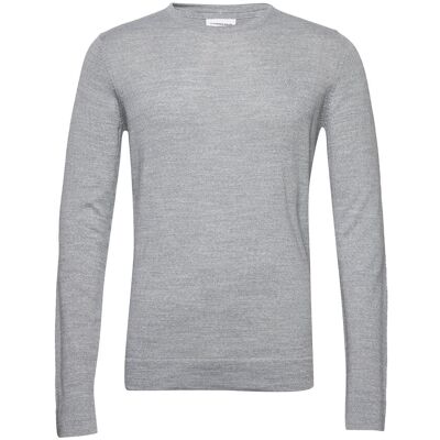 Lindbergh Merino Knit O-Neck S LT GREY MIX S Lindbergh Merino Knit O-Neck S LT GREY MIX S