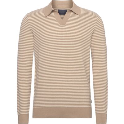 Lindbergh Recycled V-Neck Polo Knit L/S XL SAND XL Lindbergh Recycled V-Neck Polo Knit L/S XL SAND XL
