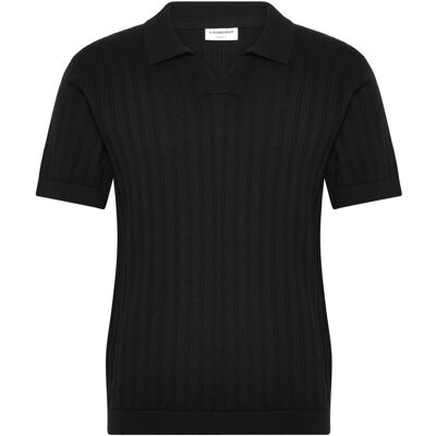 Lindbergh Knitted S/S V-Neck Polo XL BLACK XL Lindbergh Knitted S/S V-Neck Polo XL BLACK XL