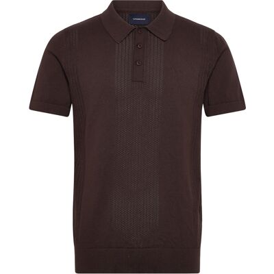 Lindbergh Knitted Polo Shirt M EBONY BROWN M Lindbergh Knitted Polo Shirt M EBONY BROWN M