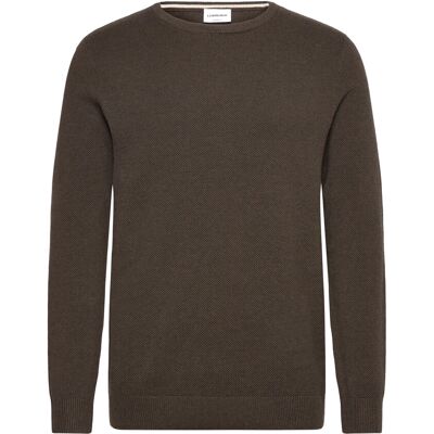 Lindbergh Structure O-Neck Knit L DK BROWN MEL L Lindbergh Structure O-Neck Knit L DK BROWN MEL L
