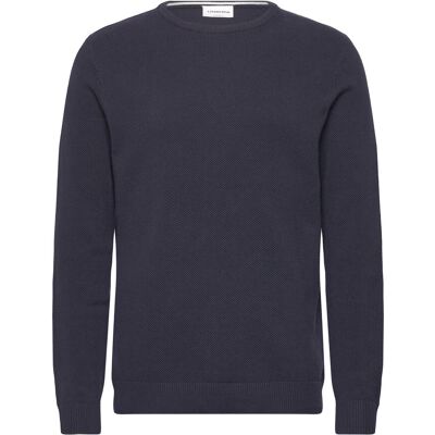 Lindbergh Structure O-Neck Knit M NAVY M Lindbergh Structure O-Neck Knit M NAVY M