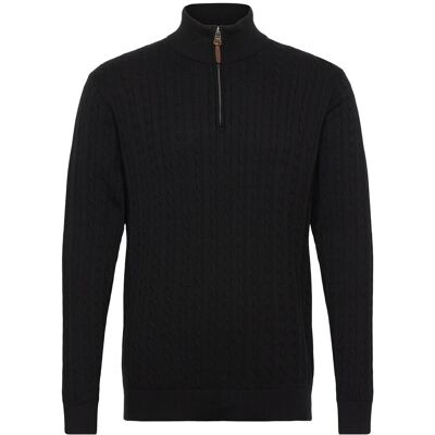 Lindbergh 1/2 Zip Cable Knit XL BLACK XL Lindbergh 1/2 Zip Cable Knit XL BLACK XL