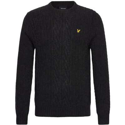 Scott Ribbed Cable Knit Jumper L W155 JET BLACK MARL L Scott Ribbed Cable Knit Jumper L W155 JET BLACK MARL L