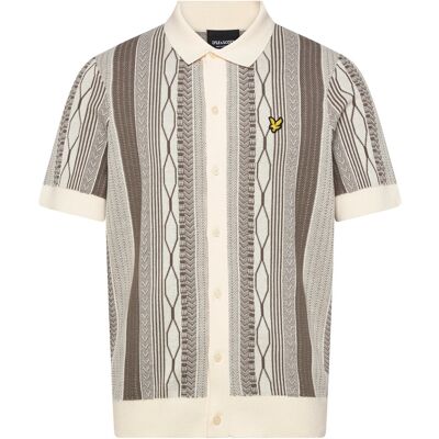 Scott Brocade Jacquard Short Sleeve Knitted Shirt S ICE CREAM/ KHAKI ASH S Scott Brocade Jacquard Short Sleeve Knitted Shirt S ICE CREAM/ KHAKI ASH S