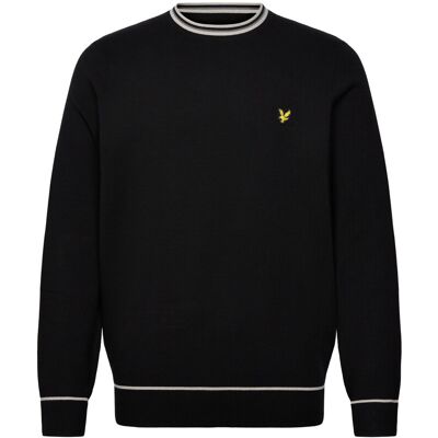 Scott Tipped Knitted Crew Neck Jumper XS Z865 JET BLACK XS Scott Tipped Knitted Crew Neck Jumper XS Z865 JET BLACK XS