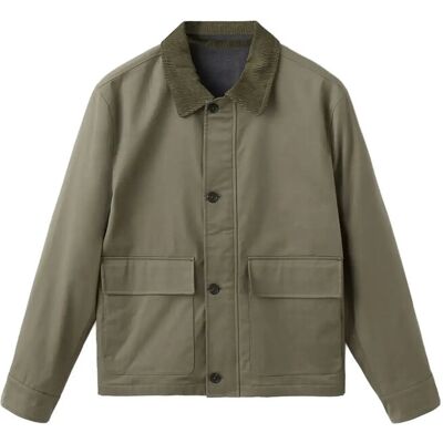 Mango Water-Repellent Jacket With Corduroy Collar XXL DARK GREEN XXL Mango Water-Repellent Jacket With Corduroy Collar XXL DARK GREEN XXL