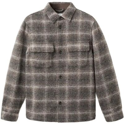 Mango Check Wool-Blend Overshirt S BROWN S Mango Check Wool-Blend Overshirt S BROWN S