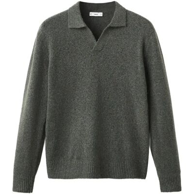 Mango Knitted Wool Blend Polo Sweater XXL DARK GREEN XXL Mango Knitted Wool Blend Polo Sweater XXL DARK GREEN XXL