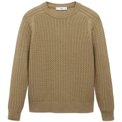 Mango 100% Cotton Braided Sweater M LT PASTEL BROWN M Mango 100% Cotton Braided Sweater M LT PASTEL BROWN M