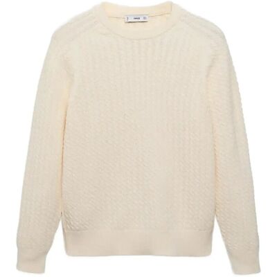 Mango 100% Cotton Braided Sweater XXL NATURAL WHITE XXL Mango 100% Cotton Braided Sweater XXL NATURAL WHITE XXL