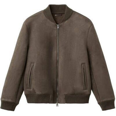 Mango Suede-Effect Bomber Jacket S BROWN S Mango Suede-Effect Bomber Jacket S BROWN S