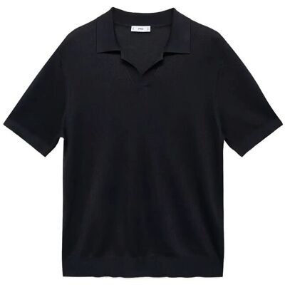 Mango Cotton Polo Shirt With Microstructure S DARK BLUE S Mango Cotton Polo Shirt With Microstructure S DARK BLUE S