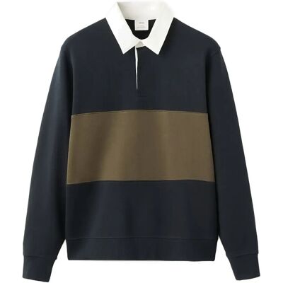 Mango 100% Cotton Polo Sweatshirt S NAVY S Mango 100% Cotton Polo Sweatshirt S NAVY S