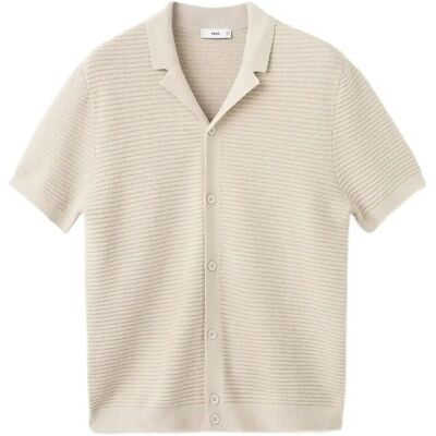 Mango Bowling Collar Knitted Shirt XL LT PASTEL BROWN XL Mango Bowling Collar Knitted Shirt XL LT PASTEL BROWN XL