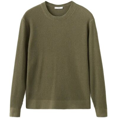 Mango Fine Rib-Knit Cotton Sweater M DARK GREEN M Mango Fine Rib-Knit Cotton Sweater M DARK GREEN M