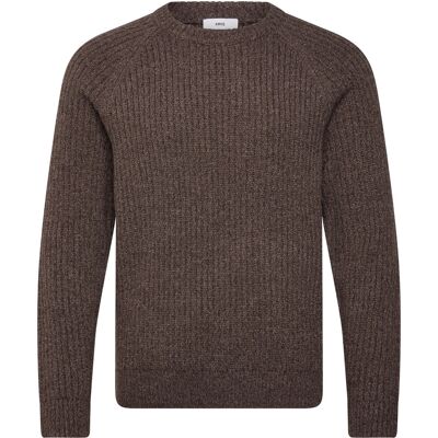 Mango Wool-Blend Rib-Knit Sweater M DARK BROWN M Mango Wool-Blend Rib-Knit Sweater M DARK BROWN M