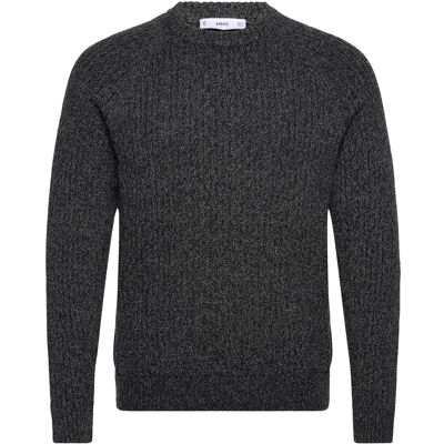Mango Wool-Blend Rib-Knit Sweater M DARK GREY M Mango Wool-Blend Rib-Knit Sweater M DARK GREY M