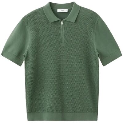 Mango 100% Cotton Knitted Polo Structure XL GREEN XL Mango 100% Cotton Knitted Polo Structure XL GREEN XL