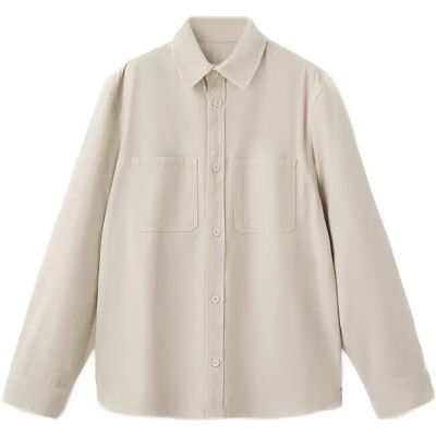 Mango 100% Cotton Overshirt With Pockets XXL LT PASTEL BROWN XXL Mango 100% Cotton Overshirt With Pockets XXL LT PASTEL BROWN XXL
