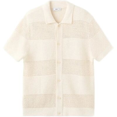 Mango Openwork Knitted Shirt XXL LIGHT BEIGE XXL Mango Openwork Knitted Shirt XXL LIGHT BEIGE XXL