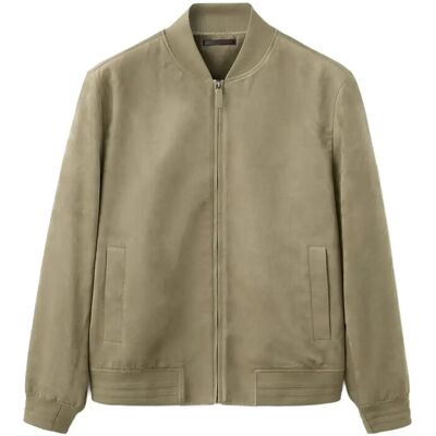 Mango Suede-Effect Bomber Jacket M BEIGE - KHAKI M Mango Suede-Effect Bomber Jacket M BEIGE - KHAKI M