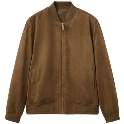 Mango Suede-Effect Bomber Jacket M DARK BROWN M Mango Suede-Effect Bomber Jacket M DARK BROWN M