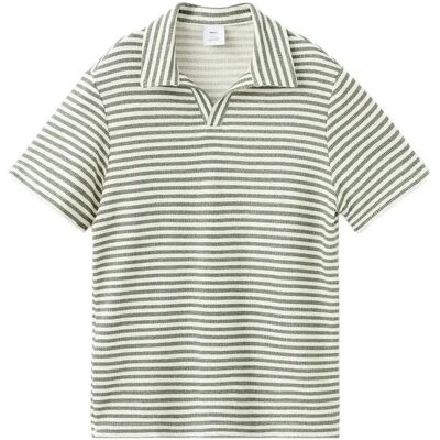 Mango Regular Fit Textured Stripe Polo XL MEDIUM GREEN XL Mango Regular Fit Textured Stripe Polo XL MEDIUM GREEN XL