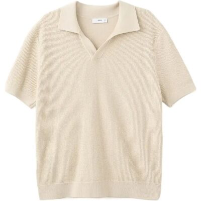 Mango 100% Cotton Knitted Polo Structure XL LT PASTEL BROWN XL Mango 100% Cotton Knitted Polo Structure XL LT PASTEL BROWN XL