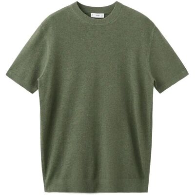 Mango Cotton Fine-Knit T-Shirt XXL MEDIUM GREEN XXL Mango Cotton Fine-Knit T-Shirt XXL MEDIUM GREEN XXL
