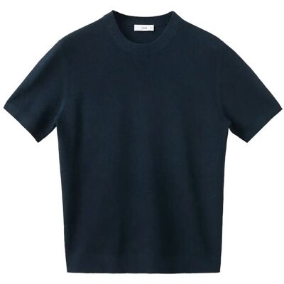 Mango Cotton Fine-Knit T-Shirt XXL NAVY XXL Mango Cotton Fine-Knit T-Shirt XXL NAVY XXL
