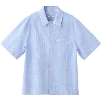 Mango 100% Cotton Striped Shirt M LT-PASTEL BLUE M Mango 100% Cotton Striped Shirt M LT-PASTEL BLUE M