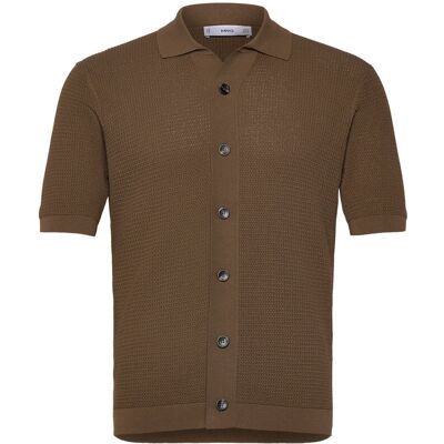 Mango Structured Knitted Shirt S BROWN S Mango Structured Knitted Shirt S BROWN S